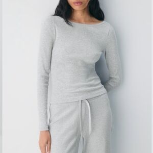 Aritzia Homestretch Ribbed Boatneck Longsleeve T-shirt